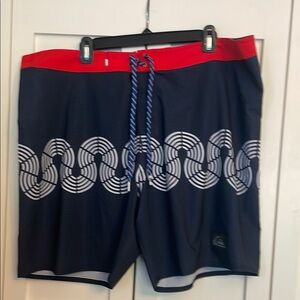 Quiksilver Men's Navy and Red Swim Shorts